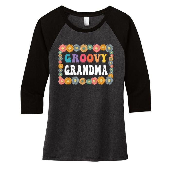 Matching Family 1st Birthday Retro Boho Party Groovy Grandma Women's Tri-Blend 3/4-Sleeve Raglan Shirt