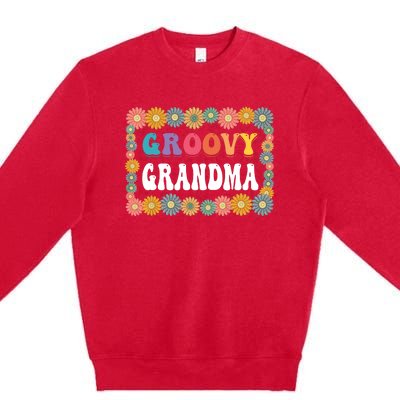 Matching Family 1st Birthday Retro Boho Party Groovy Grandma Premium Crewneck Sweatshirt