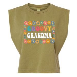 Matching Family 1st Birthday Retro Boho Party Groovy Grandma Garment-Dyed Women's Muscle Tee