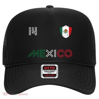 Mexico Flag 14 Mexican Soccer Fan High Crown Mesh Back Trucker Hat