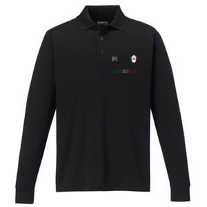 Mexico Flag 14 Mexican Soccer Fan Performance Long Sleeve Polo