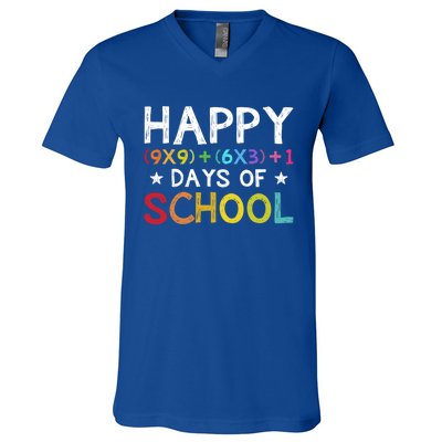 Math Formula 100 Days Of School Teacher Cool Gift V-Neck T-Shirt