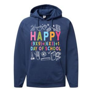 Math Formula 100 Days Of School Cute Gift Funny Teachers Funny Gift Performance Fleece Hoodie