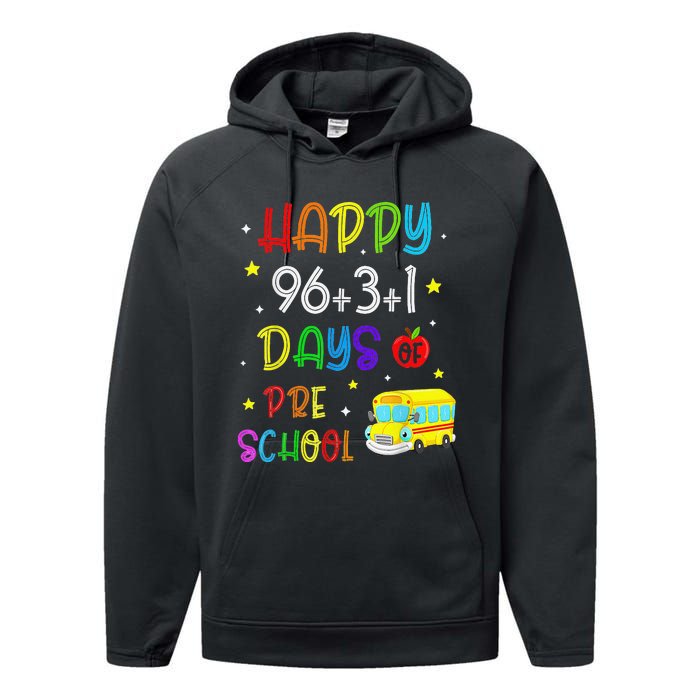 Math Formula 100 Days Of Preschool For Students & Teachers Performance Fleece Hoodie