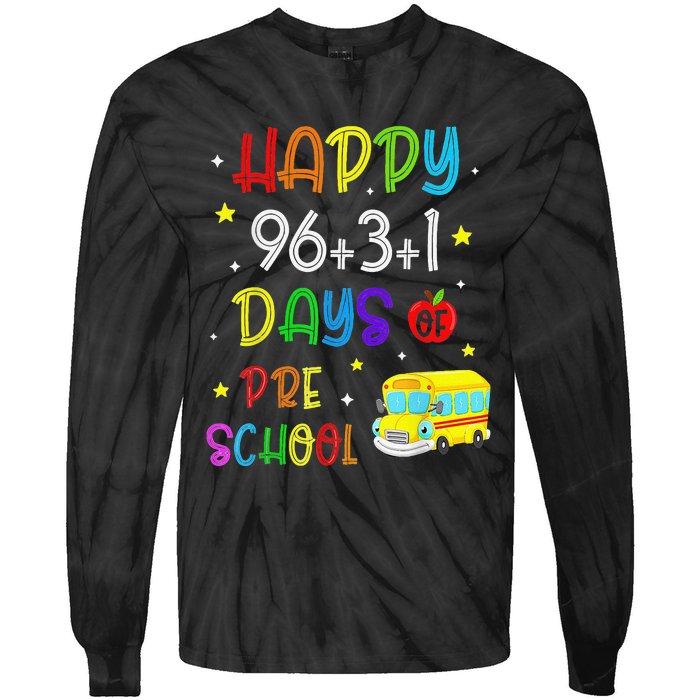 Math Formula 100 Days Of Preschool For Students & Teachers Tie-Dye Long Sleeve Shirt