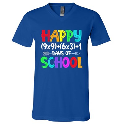 Math Formula 100 Days Of School Gift Math Teacher 100th Day Gift V-Neck T-Shirt