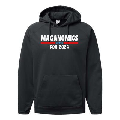 Maganomics For 2024 Donald Trump President Legend Performance Fleece Hoodie