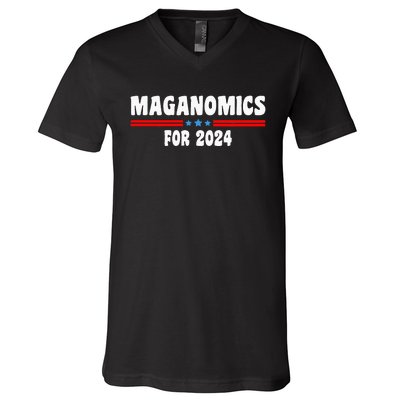 Maganomics For 2024 Donald Trump President Legend V-Neck T-Shirt