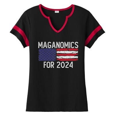 Maganomics For 2024 Trump Ladies Halftime Notch Neck Tee