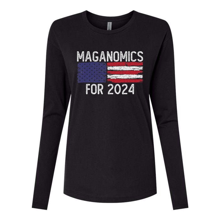 Maganomics For 2024 Trump Womens Cotton Relaxed Long Sleeve T-Shirt