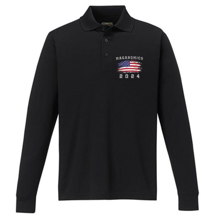 Maganomics For 2024 Trump Performance Long Sleeve Polo