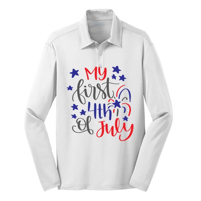 My First 4th Of July Cute Gift Silk Touch Performance Long Sleeve Polo