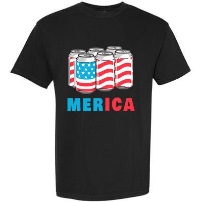 Merica Funny 4th of July Beer Patriotic USA Flag American Garment-Dyed Heavyweight T-Shirt