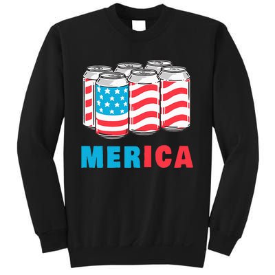 Merica Funny 4th of July Beer Patriotic USA Flag American Sweatshirt