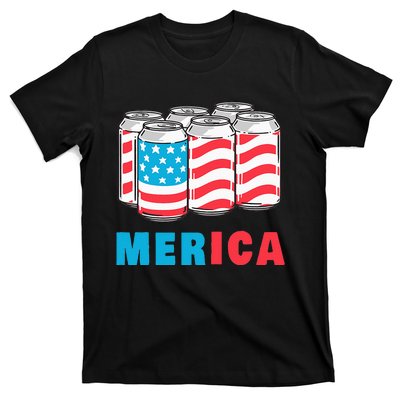 Merica Funny 4th of July Beer Patriotic USA Flag American T-Shirt