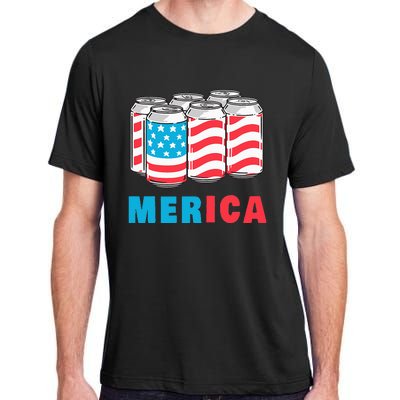 Merica Funny 4th of July Beer Patriotic USA Flag American Adult ChromaSoft Performance T-Shirt