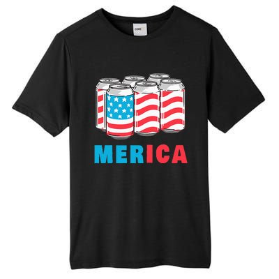 Merica Funny 4th of July Beer Patriotic USA Flag American Tall Fusion ChromaSoft Performance T-Shirt