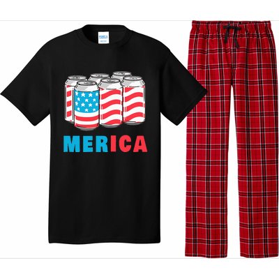 Merica Funny 4th of July Beer Patriotic USA Flag American Pajama Set