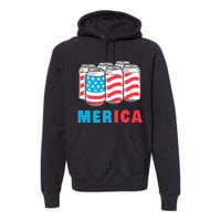 Merica Funny 4th of July Beer Patriotic USA Flag American Premium Hoodie