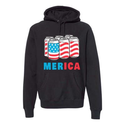 Merica Funny 4th of July Beer Patriotic USA Flag American Premium Hoodie