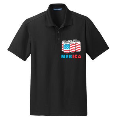 Merica Funny 4th of July Beer Patriotic USA Flag American Dry Zone Grid Polo