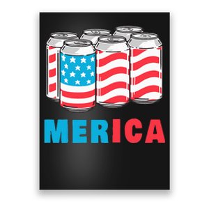 Merica Funny 4th of July Beer Patriotic USA Flag American Poster