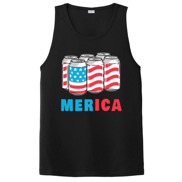 Merica Funny 4th of July Beer Patriotic USA Flag American PosiCharge Competitor Tank