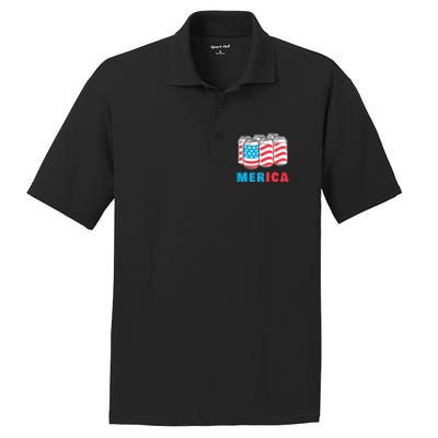 Merica Funny 4th of July Beer Patriotic USA Flag American PosiCharge RacerMesh Polo