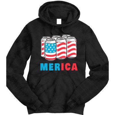 Merica Funny 4th of July Beer Patriotic USA Flag American Tie Dye Hoodie