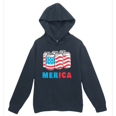 Merica Funny 4th of July Beer Patriotic USA Flag American Urban Pullover Hoodie