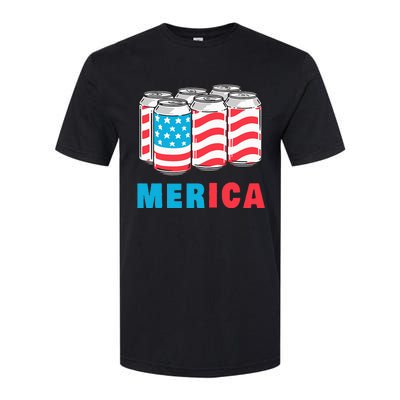 Merica Funny 4th of July Beer Patriotic USA Flag American Softstyle CVC T-Shirt