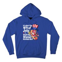 Mens Funny 4th Of July Hot Dog Wiener Comes Out Adult Humor Gift Hoodie