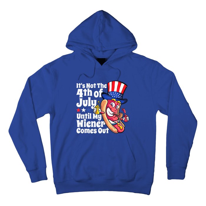 Mens Funny 4th Of July Hot Dog Wiener Comes Out Adult Humor Gift Hoodie