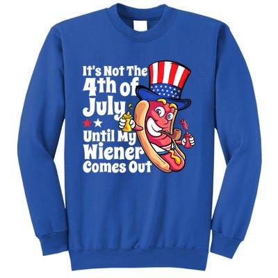 Mens Funny 4th Of July Hot Dog Wiener Comes Out Adult Humor Gift Sweatshirt