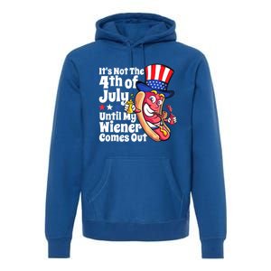 Mens Funny 4th Of July Hot Dog Wiener Comes Out Adult Humor Gift Premium Hoodie