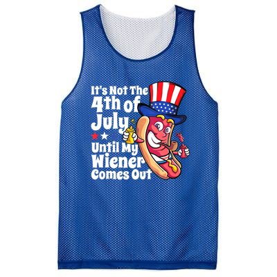 Mens Funny 4th Of July Hot Dog Wiener Comes Out Adult Humor Gift Mesh Reversible Basketball Jersey Tank