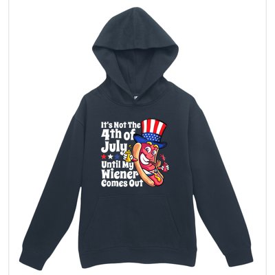 Mens Funny 4th Of July Hot Dog Wiener Comes Out Adult Humor Gift Urban Pullover Hoodie