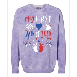 My First 4th Of July Pregnancy Patriotic Reveal Gift Colorblast Crewneck Sweatshirt