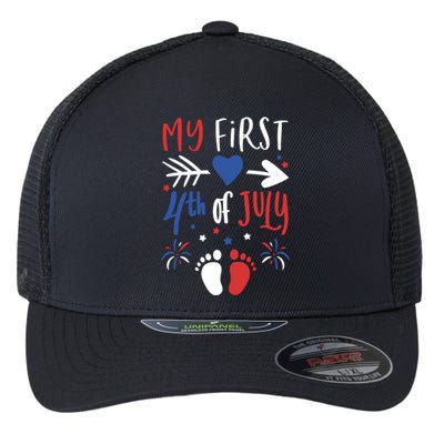 My First 4th Of July Pregnancy Patriotic Reveal Gift Flexfit Unipanel Trucker Cap