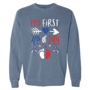 My First 4th Of July Pregnancy Patriotic Reveal Gift Garment-Dyed Sweatshirt