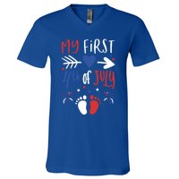 My First 4th Of July Pregnancy Patriotic Reveal Gift V-Neck T-Shirt