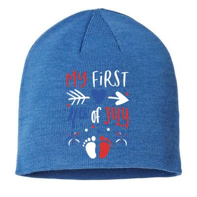 My First 4th Of July Pregnancy Patriotic Reveal Gift Sustainable Beanie