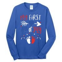 My First 4th Of July Pregnancy Patriotic Reveal Gift Tall Long Sleeve T-Shirt