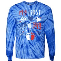 My First 4th Of July Pregnancy Patriotic Reveal Gift Tie-Dye Long Sleeve Shirt