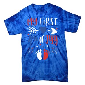 My First 4th Of July Pregnancy Patriotic Reveal Gift Tie-Dye T-Shirt