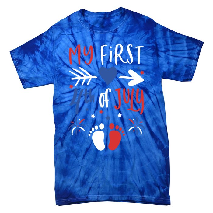 My First 4th Of July Pregnancy Patriotic Reveal Gift Tie-Dye T-Shirt