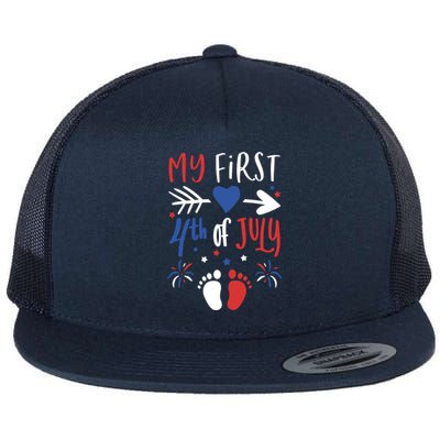 My First 4th Of July Pregnancy Patriotic Reveal Gift Flat Bill Trucker Hat