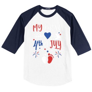 My First 4th Of July Pregnancy Patriotic Reveal Gift Baseball Sleeve Shirt