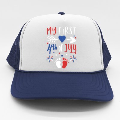 My First 4th Of July Pregnancy Patriotic Reveal Gift Trucker Hat