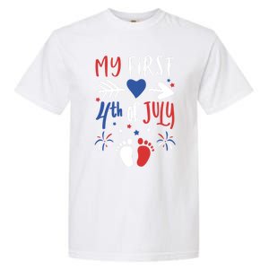 My First 4th Of July Pregnancy Patriotic Reveal Gift Garment-Dyed Heavyweight T-Shirt